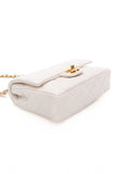 CHANEL Mini White Quilted Calfskin Top Handle Flap Bag with Chain