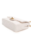 CHANEL Mini White Quilted Calfskin Top Handle Flap Bag with Chain