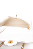 CHANEL Mini White Quilted Calfskin Top Handle Flap Bag with Chain