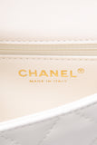 CHANEL Mini White Quilted Calfskin Top Handle Flap Bag with Chain