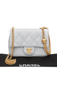 CHANEL Grey Caviar Quilted Sweetheart Mini Flap Bag