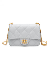 CHANEL Grey Caviar Quilted Sweetheart Mini Flap Bag