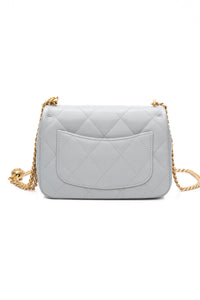 CHANEL Grey Caviar Quilted Sweetheart Mini Flap Bag