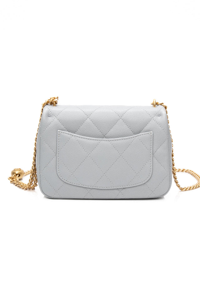 CHANEL Grey Caviar Quilted Sweetheart Mini Flap Bag