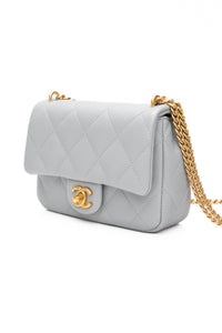 CHANEL Grey Caviar Quilted Sweetheart Mini Flap Bag