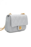 CHANEL Grey Caviar Quilted Sweetheart Mini Flap Bag