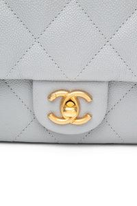 CHANEL Grey Caviar Quilted Sweetheart Mini Flap Bag