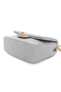 CHANEL Grey Caviar Quilted Sweetheart Mini Flap Bag