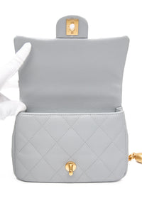 CHANEL Grey Caviar Quilted Sweetheart Mini Flap Bag
