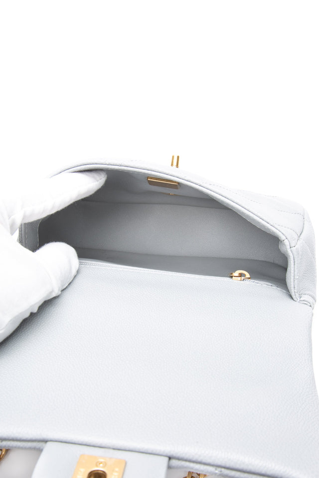 CHANEL Grey Caviar Quilted Sweetheart Mini Flap Bag