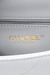CHANEL Grey Caviar Quilted Sweetheart Mini Flap Bag