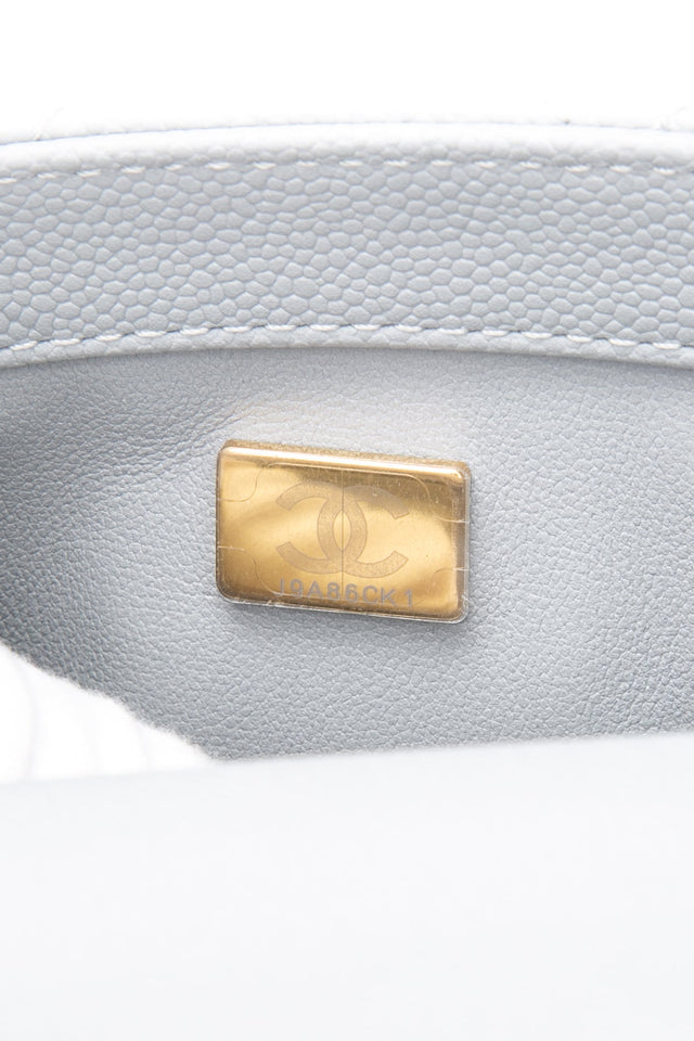 CHANEL Grey Caviar Quilted Sweetheart Mini Flap Bag