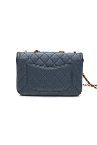 CHANEL Navy & Black Caviar Quilted Small CC Filigree Flap
