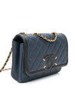 CHANEL Navy & Black Caviar Quilted Small CC Filigree Flap