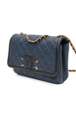 CHANEL Navy & Black Caviar Quilted Small CC Filigree Flap
