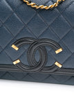 CHANEL Navy & Black Caviar Quilted Small CC Filigree Flap