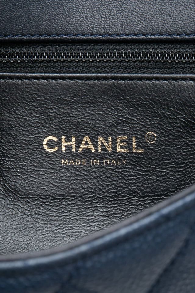 CHANEL Navy & Black Caviar Quilted Small CC Filigree Flap