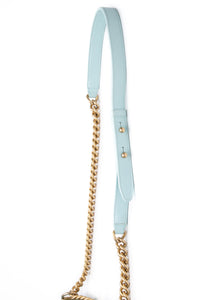 CHANEL Light Blue Calfskin Chevron Embroidered Medium Boy By The Sea Flap Bag