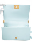CHANEL Light Blue Calfskin Chevron Embroidered Medium Boy By The Sea Flap Bag