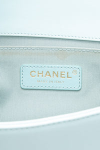 CHANEL Light Blue Calfskin Chevron Embroidered Medium Boy By The Sea Flap Bag