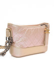 CHANEL Light Pink Iridescent Aged Calfskin Quilted Small Gabrielle Hobo Bag