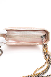 CHANEL Light Pink Iridescent Aged Calfskin Quilted Small Gabrielle Hobo Bag