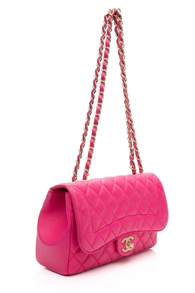 CHANEL Mademoiselle Medium Fuchsia Lambskin Quilted Chic Flap Bag