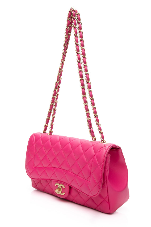 CHANEL Mademoiselle Medium Fuchsia Lambskin Quilted Chic Flap Bag