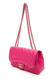 CHANEL Mademoiselle Medium Fuchsia Lambskin Quilted Chic Flap Bag