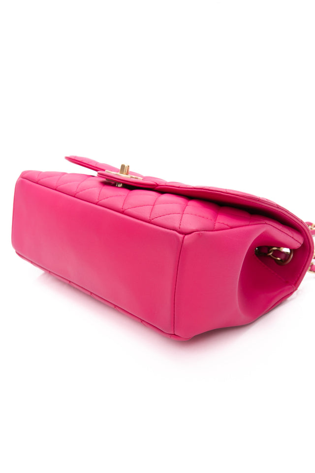 CHANEL Mademoiselle Medium Fuchsia Lambskin Quilted Chic Flap Bag