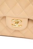 CHANEL Beige Caviar Quilted Jumbo Classic Double Flap Bag