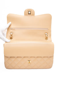 CHANEL Beige Caviar Quilted Jumbo Classic Double Flap Bag