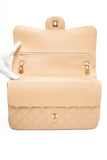 CHANEL Beige Caviar Quilted Jumbo Classic Double Flap Bag