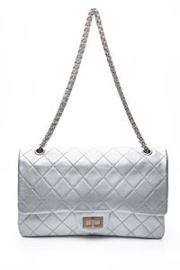 CHANEL Metallic Silver Lambskin Quilted 2.55 Reissue 277 Flap Bag