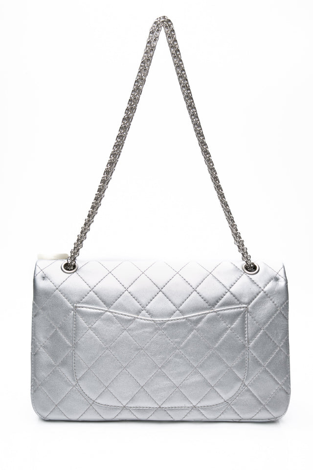 CHANEL Metallic Silver Lambskin Quilted 2.55 Reissue 277 Flap Bag