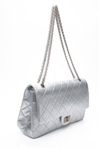 CHANEL Metallic Silver Lambskin Quilted 2.55 Reissue 277 Flap Bag