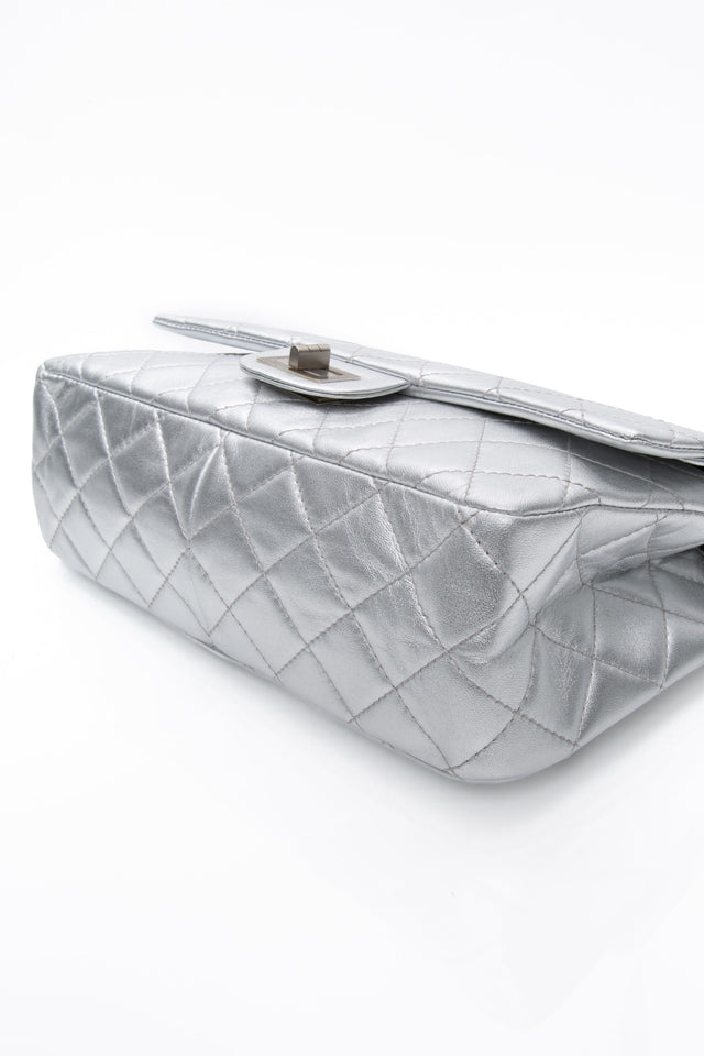 CHANEL Metallic Silver Lambskin Quilted 2.55 Reissue 277 Flap Bag