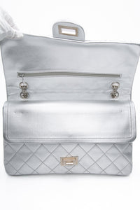 CHANEL Metallic Silver Lambskin Quilted 2.55 Reissue 277 Flap Bag