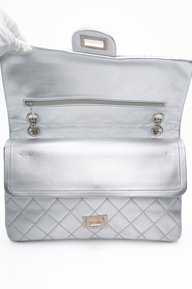 CHANEL Metallic Silver Lambskin Quilted 2.55 Reissue 277 Flap Bag