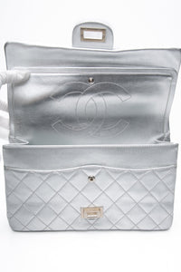 CHANEL Metallic Silver Lambskin Quilted 2.55 Reissue 277 Flap Bag