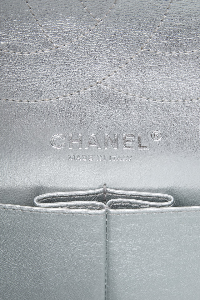 CHANEL Metallic Silver Lambskin Quilted 2.55 Reissue 277 Flap Bag