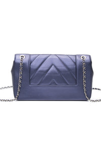 CHANEL Blue Metallic Sheepskin Chevron Quilted Medium Mademoiselle Flap Bag