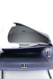 CHANEL Blue Metallic Sheepskin Chevron Quilted Medium Mademoiselle Flap Bag