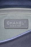 CHANEL Blue Metallic Sheepskin Chevron Quilted Medium Mademoiselle Flap Bag