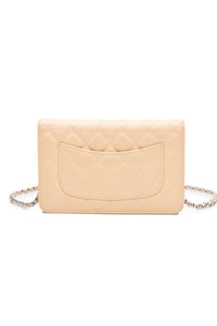 CHANEL Beige Caviar Quilted Wallet On Chain WOC