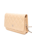 CHANEL Beige Caviar Quilted Wallet On Chain WOC