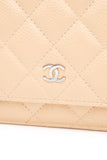 CHANEL Beige Caviar Quilted Wallet On Chain WOC