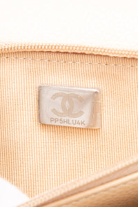 CHANEL Beige Caviar Quilted Wallet On Chain WOC