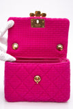 CHANEL 22K Fuchsia Tweed Quilted Mini Bijoux Flap Crossbody Bag