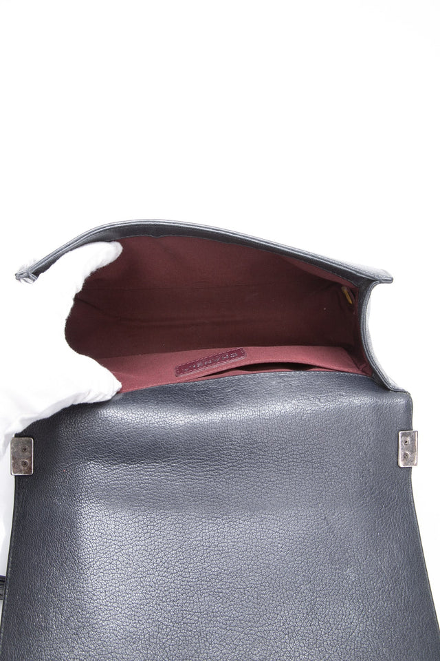 CHANEL Black Goatskin with Patent Quilted Medium Boy Flap Bag